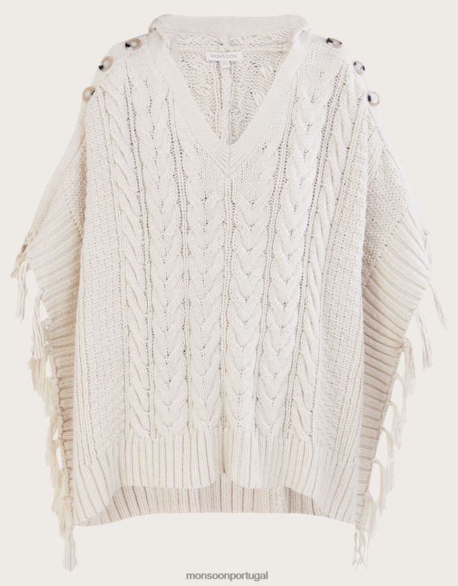 roupas poncho com capuz Monsoon mulheres marfim RPLH8F498