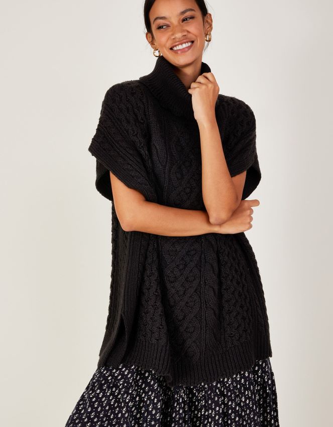 roupas poncho tabardo Monsoon mulheres preto RPLH8F470