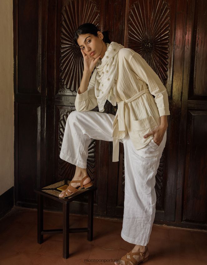 roupas jaqueta de bolso simples Monsoon mulheres creme RPLH8F310