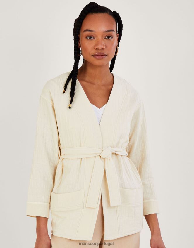 roupas jaqueta de bolso simples Monsoon mulheres creme RPLH8F310