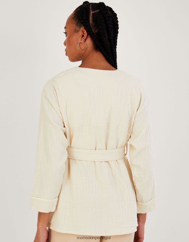 roupas jaqueta de bolso simples Monsoon mulheres creme RPLH8F310