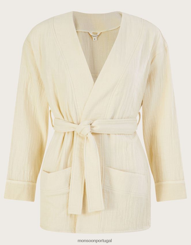 roupas jaqueta de bolso simples Monsoon mulheres creme RPLH8F310