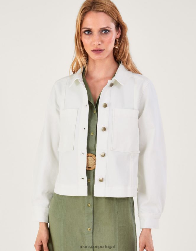 roupas jaqueta jeans curta Monsoon mulheres natural (cru) RPLH8F947