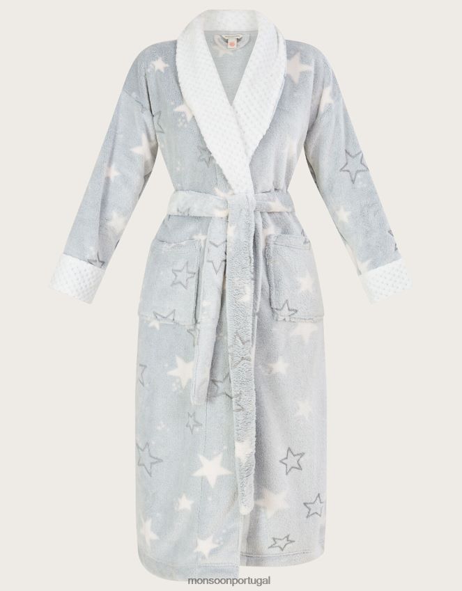roupas roupão com estampa de estrela Monsoon mulheres cinza RPLH8F643