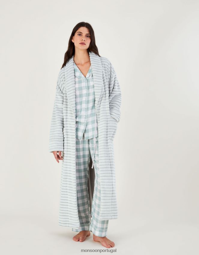 roupas roupão listrado texturizado Monsoon mulheres cinza RPLH8F815