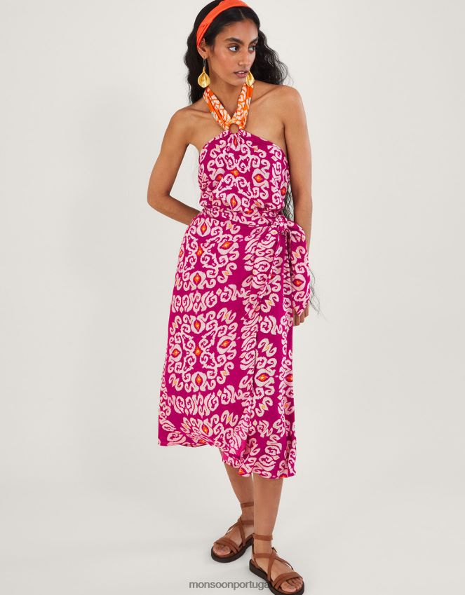 roupas Saia sarongue com estampa bandhani em Lenzing ecovero Monsoon mulheres rosa RPLH8F717