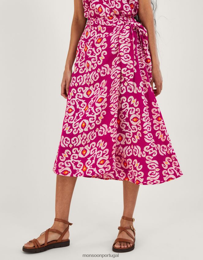 roupas Saia sarongue com estampa bandhani em Lenzing ecovero Monsoon mulheres rosa RPLH8F717