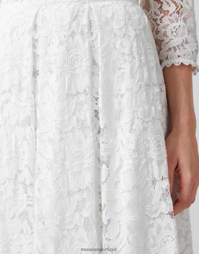roupas saia de noiva dominika Monsoon mulheres marfim RPLH8F1164