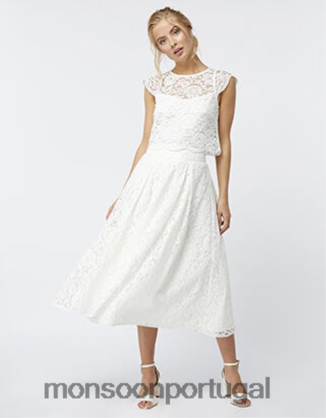 roupas saia de renda dalilah Monsoon mulheres marfim RPLH8F1174