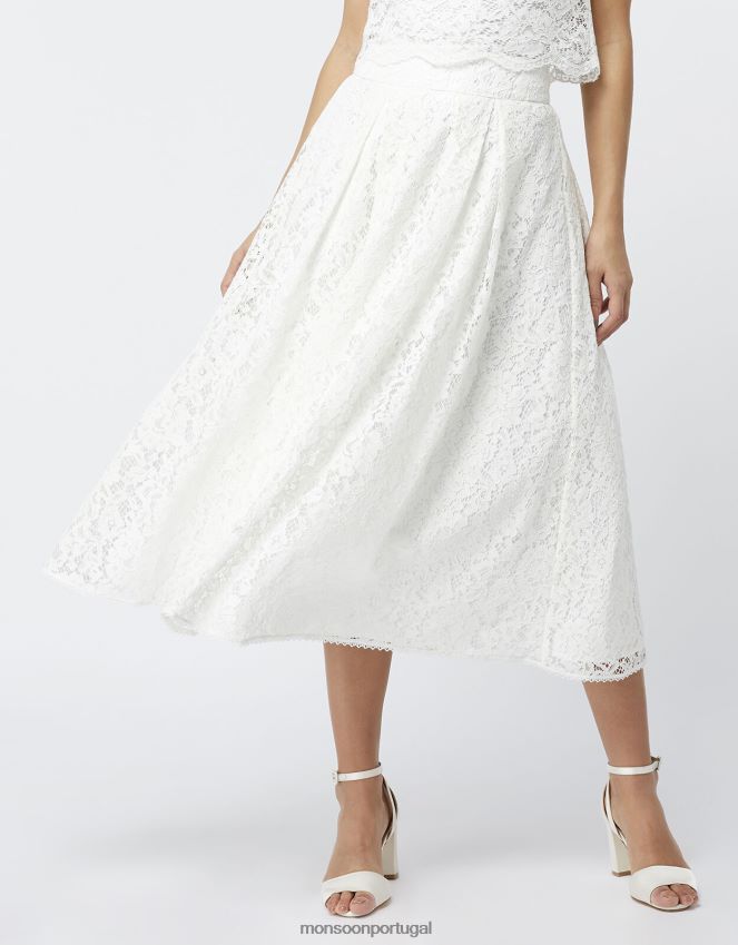 roupas saia de renda dalilah Monsoon mulheres marfim RPLH8F1174