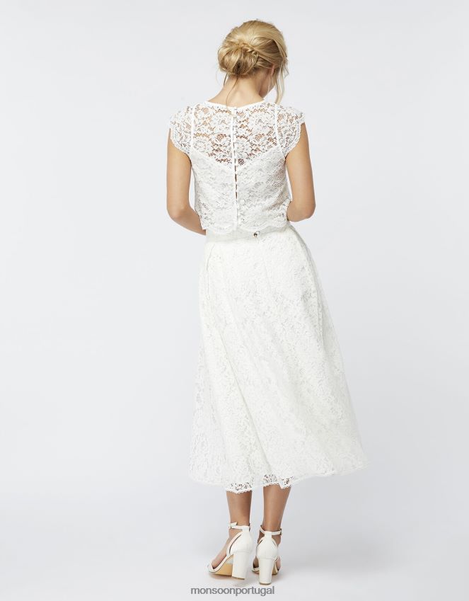roupas saia de renda dalilah Monsoon mulheres marfim RPLH8F1174