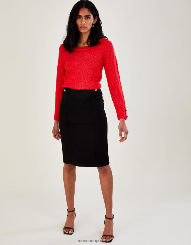 roupas saia lápis ponte com lenzing ecovero Monsoon mulheres preto RPLH8F1124