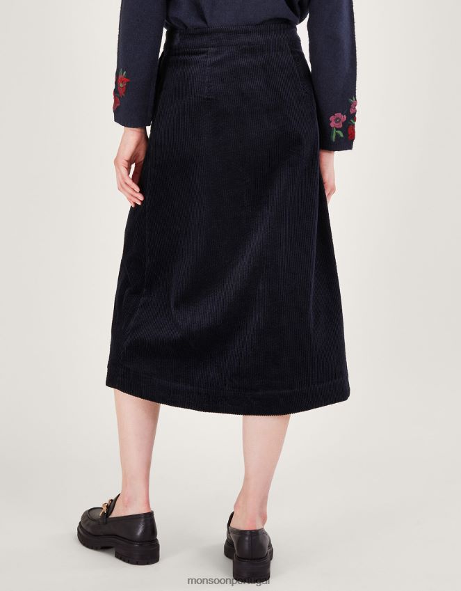 roupas saia midi com cordão Monsoon mulheres azul (meia-noite) RPLH8F28