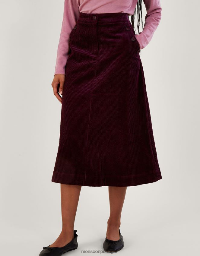 roupas saia midi com cordão Monsoon mulheres roxo (ameixa) RPLH8F128