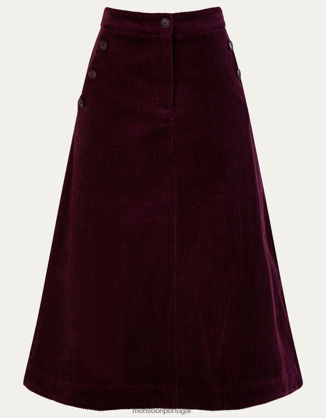 roupas saia midi com cordão Monsoon mulheres roxo (ameixa) RPLH8F128