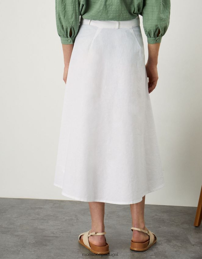 roupas saia midi mock button com algodão sustentável Monsoon mulheres branco RPLH8F878