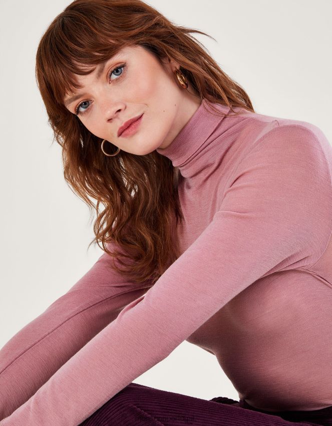 roupas blusa de gola polo de lã Monsoon mulheres rosa RPLH8F144