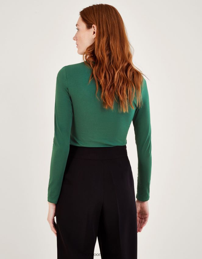roupas blusa de jérsei com detalhes recortados e miçangas Monsoon mulheres verde (cáqui) RPLH8F370