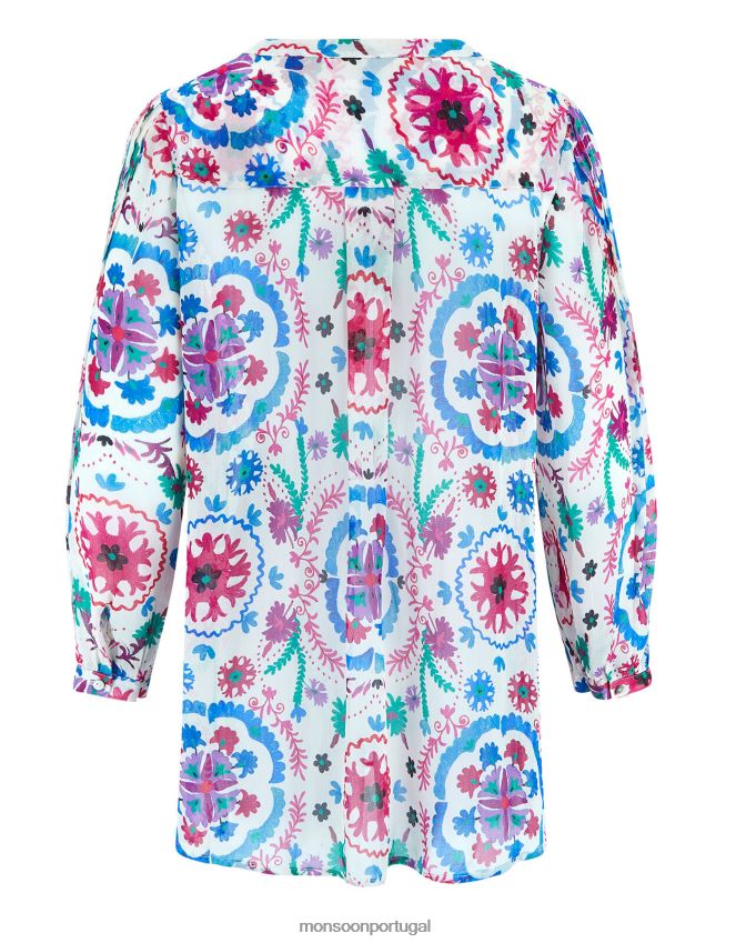 roupas blusa east preeti pintuck Monsoon mulheres branco RPLH8F458