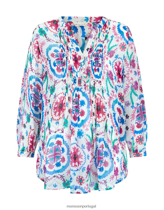 roupas blusa east preeti pintuck Monsoon mulheres branco RPLH8F458