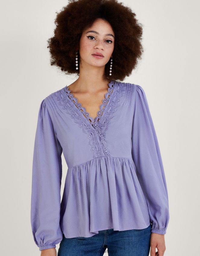 roupas blusa lisa de renda lucy em lenzing ecovero Monsoon mulheres roxo (lilás) RPLH8F1021