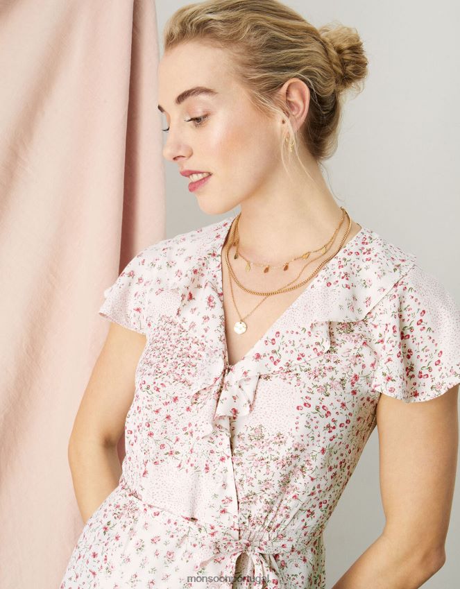 roupas blusa peri ditsy com estampa patch Monsoon mulheres marfim RPLH8F760