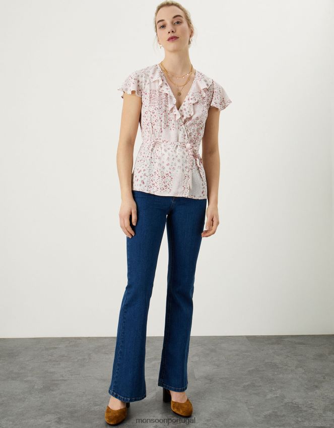 roupas blusa peri ditsy com estampa patch Monsoon mulheres marfim RPLH8F760