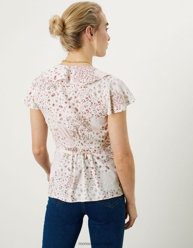 roupas blusa peri ditsy com estampa patch Monsoon mulheres marfim RPLH8F760