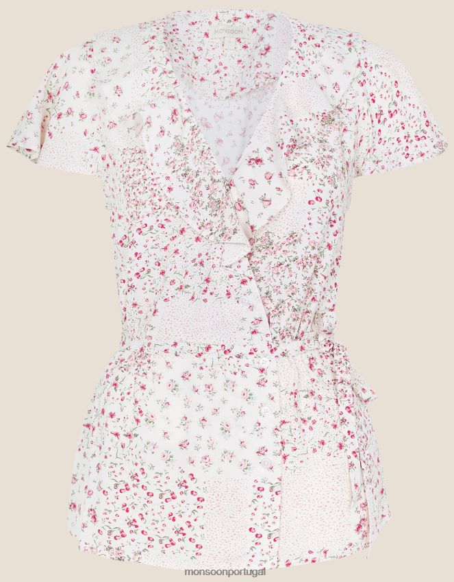roupas blusa peri ditsy com estampa patch Monsoon mulheres marfim RPLH8F760