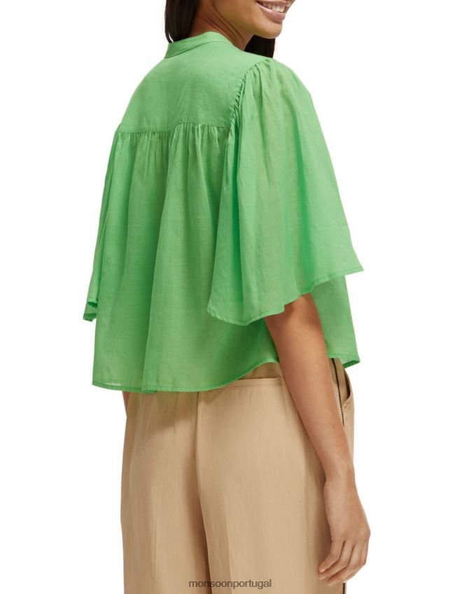 roupas camisa de manga esvoaçante scotch and soda Monsoon mulheres verde RPLH8F582
