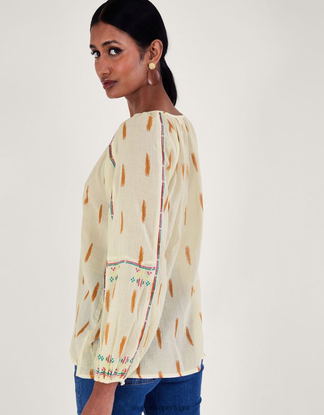 roupas top asteca bordado Monsoon mulheres marfim RPLH8F633