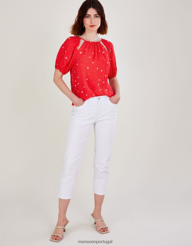 roupas top com recorte sami spot Monsoon mulheres vermelho RPLH8F745