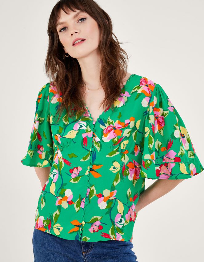 roupas top de chá lilou em viscose sustentável Monsoon mulheres verde RPLH8F970