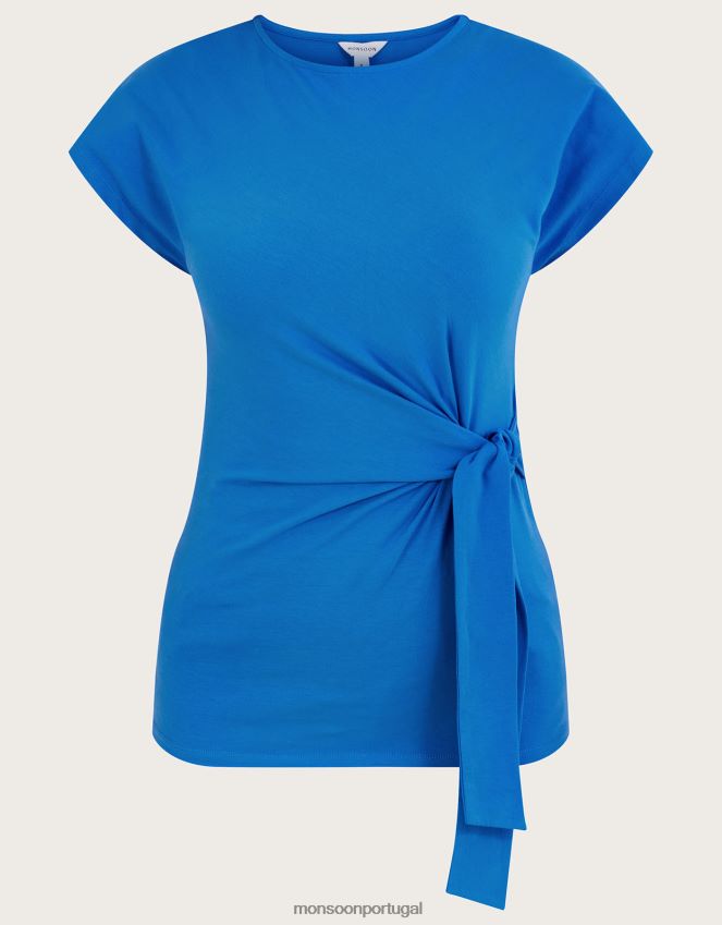 roupas top de jérsei com nó lateral Monsoon mulheres azul RPLH8F664