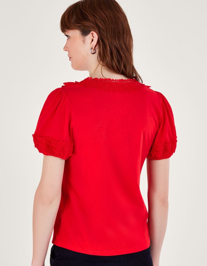 roupas top de malha de renda de crochê Monsoon mulheres vermelho RPLH8F21