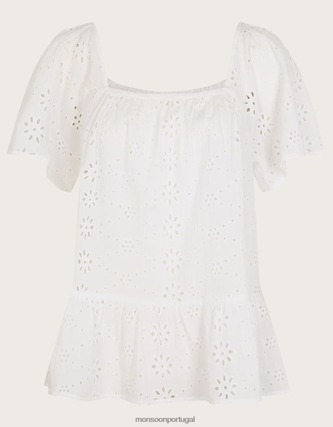 roupas top de schiffli simples Monsoon mulheres branco RPLH8F190