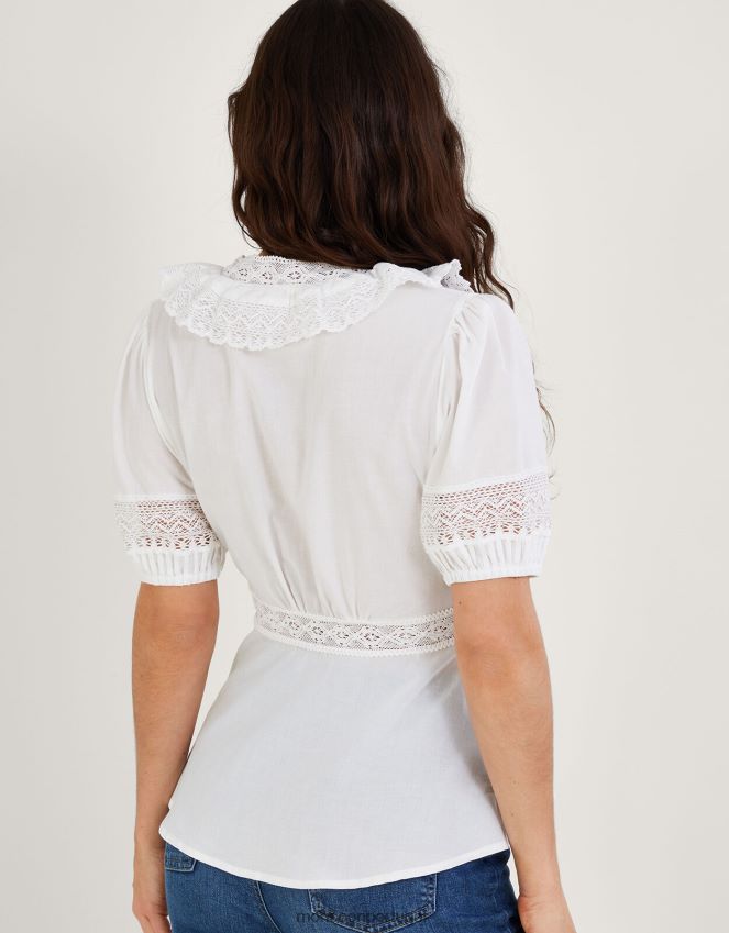 roupas top envolvente winifred em algodão sustentável Monsoon mulheres branco RPLH8F577