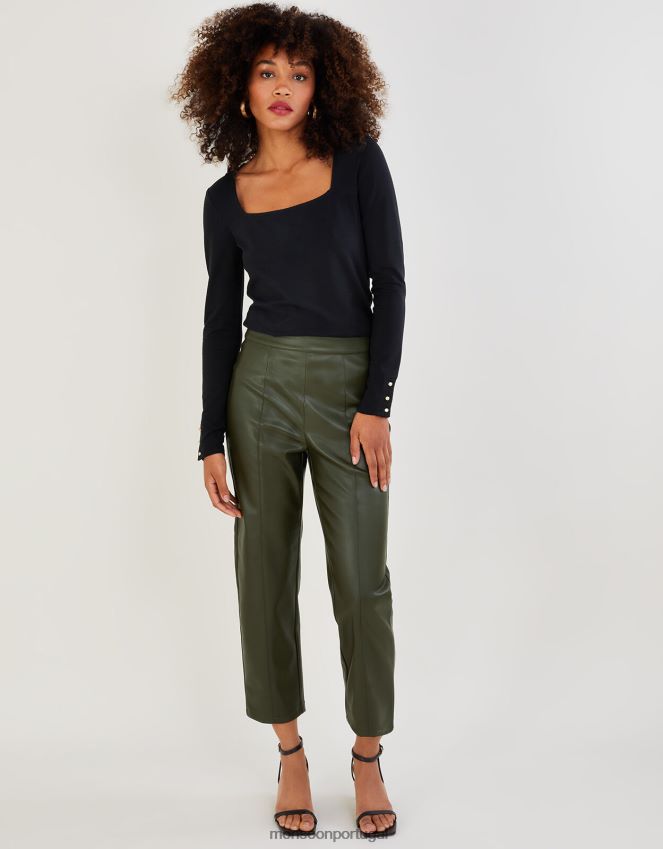 roupas top jersey com gola quadrada e algodão sustentável Monsoon mulheres preto RPLH8F1095