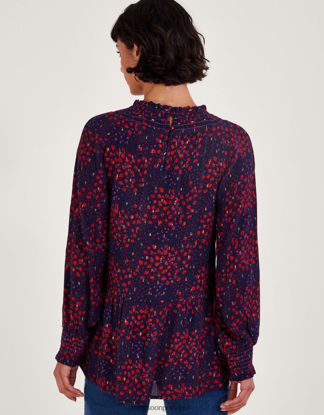 roupas top metálico Monsoon mulheres azul-marinho) RPLH8F104