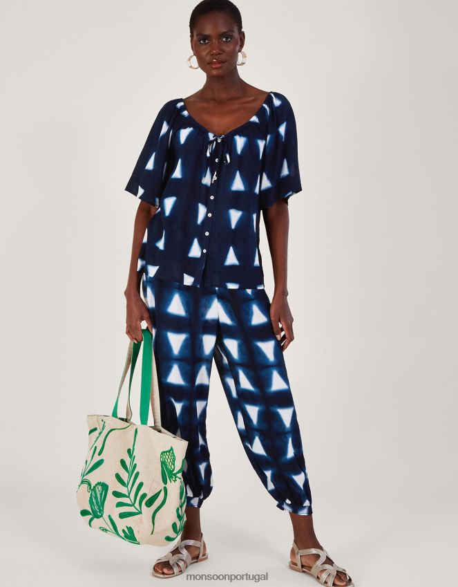 roupas top triangular batik em lenzing ecovero Monsoon mulheres azul-marinho) RPLH8F476