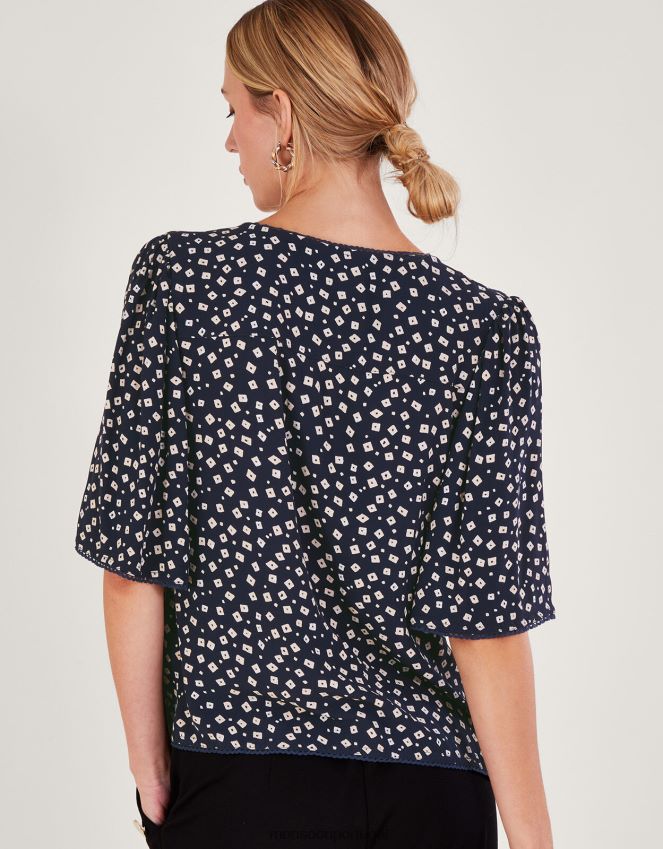 roupas topo de chá bordado rory Monsoon mulheres azul-marinho) RPLH8F171