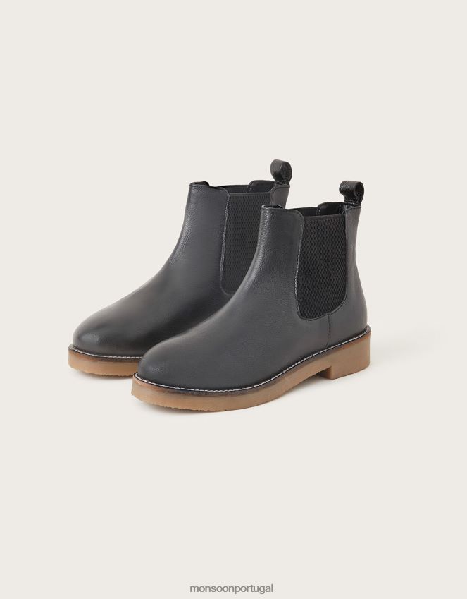 calçados bota chelsea chiswick de couro Monsoon mulheres preto RPLH8F1484
