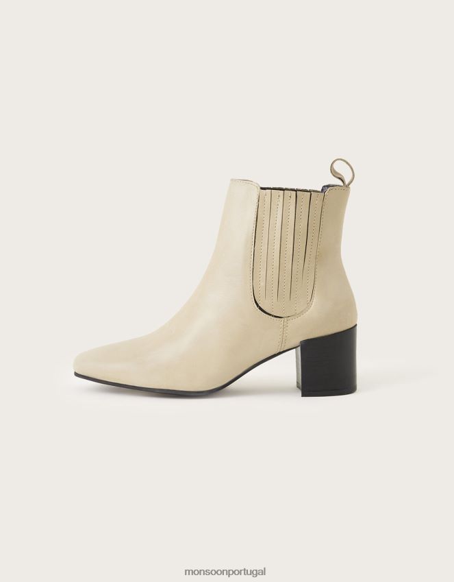 calçados bota chelsea de couro com bico quadrado Monsoon mulheres branco RPLH8F434