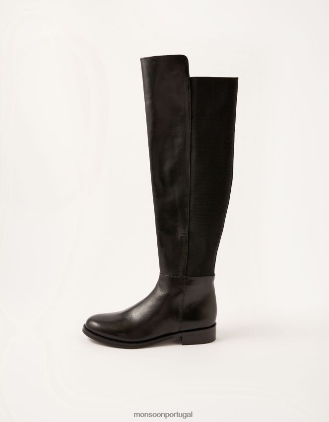 calçados botas de equitação de couro olivia Monsoon mulheres preto RPLH8F1501