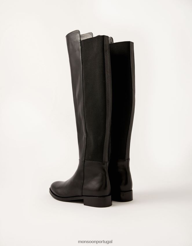 calçados botas de equitação de couro olivia Monsoon mulheres preto RPLH8F1501