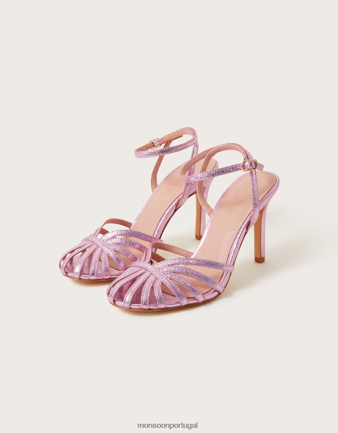calçados saltos metálicos enjaulados Monsoon mulheres rosa RPLH8F1469