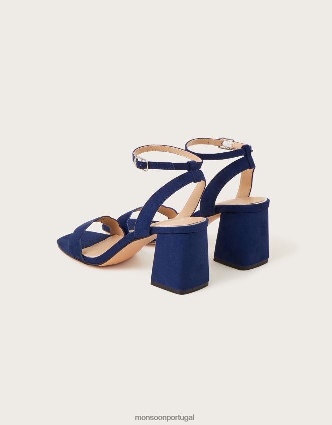 calçados sandália de salto bloco vieira Monsoon mulheres azul-marinho) RPLH8F1552