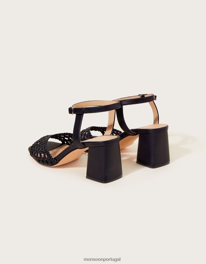 calçados sandália wendy com salto bloco Monsoon mulheres preto RPLH8F1522