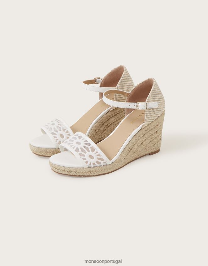 calçados sandálias de cunha cortadas Monsoon mulheres branco RPLH8F1545