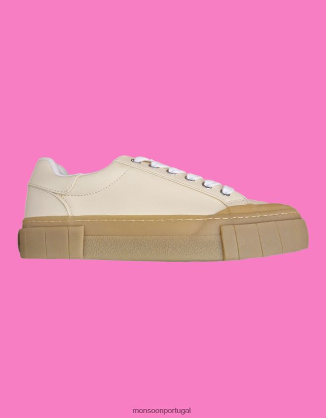 calçados boas notícias tênis de cano baixo Monsoon mulheres branco RPLH8F1517